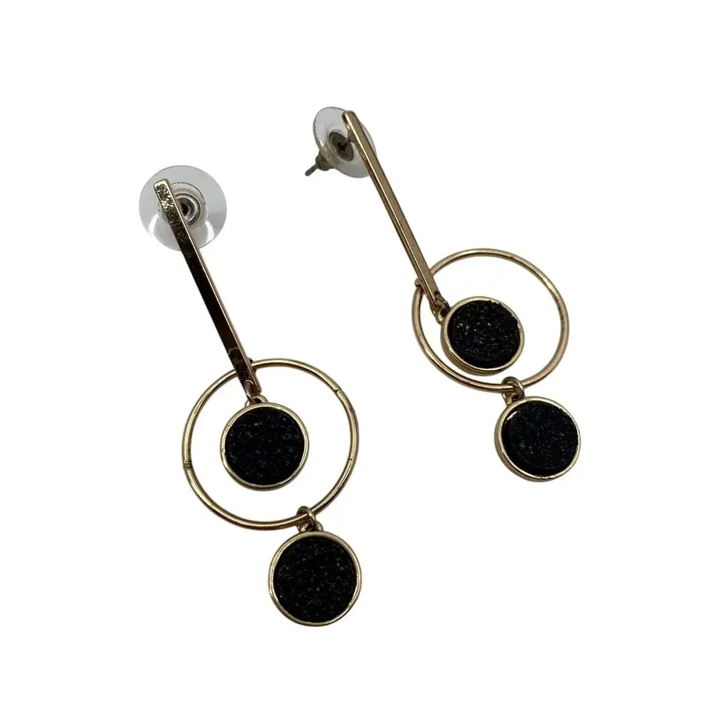Druzy Dangle Gold Earrings